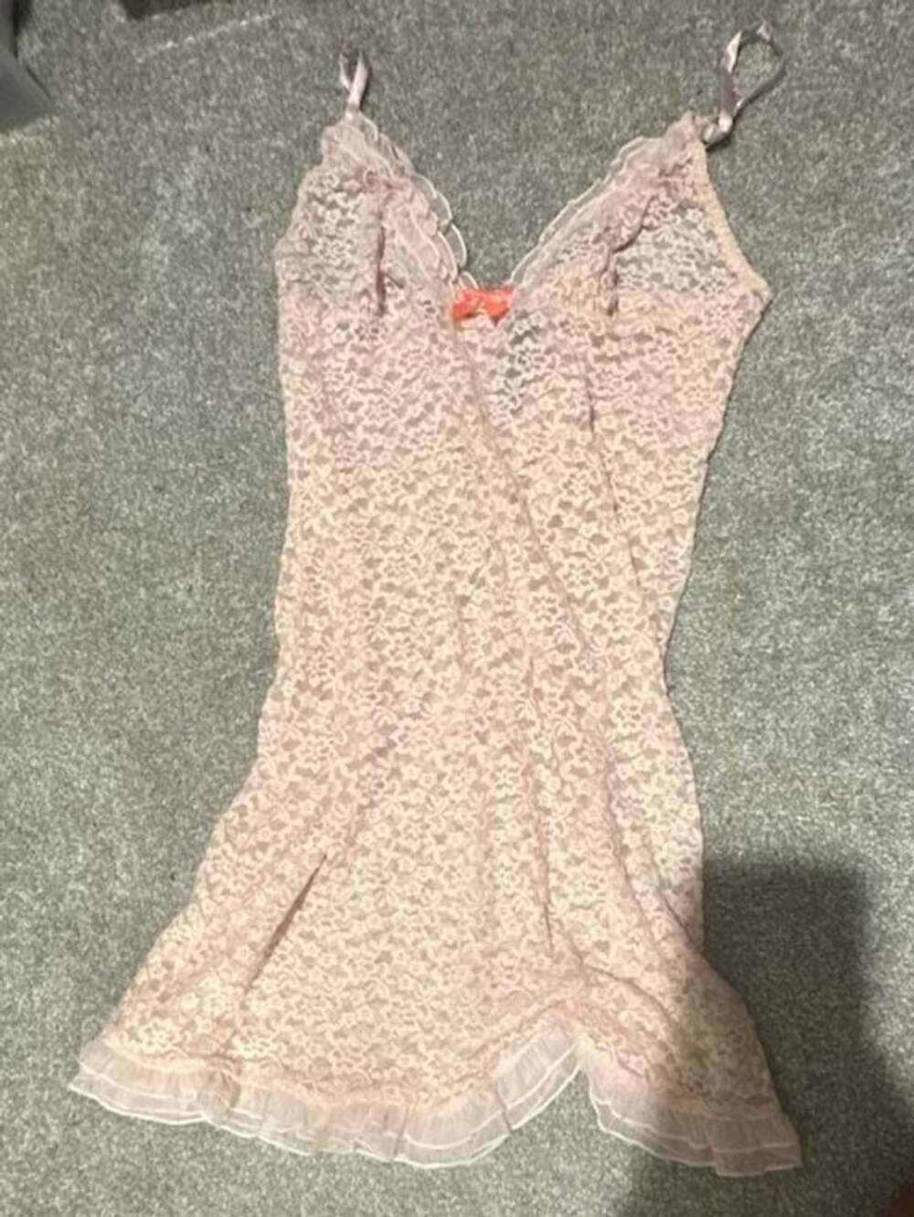 Victoria's Secret Pink Lace Slip Dress Size L Pink Lace Mini Dress